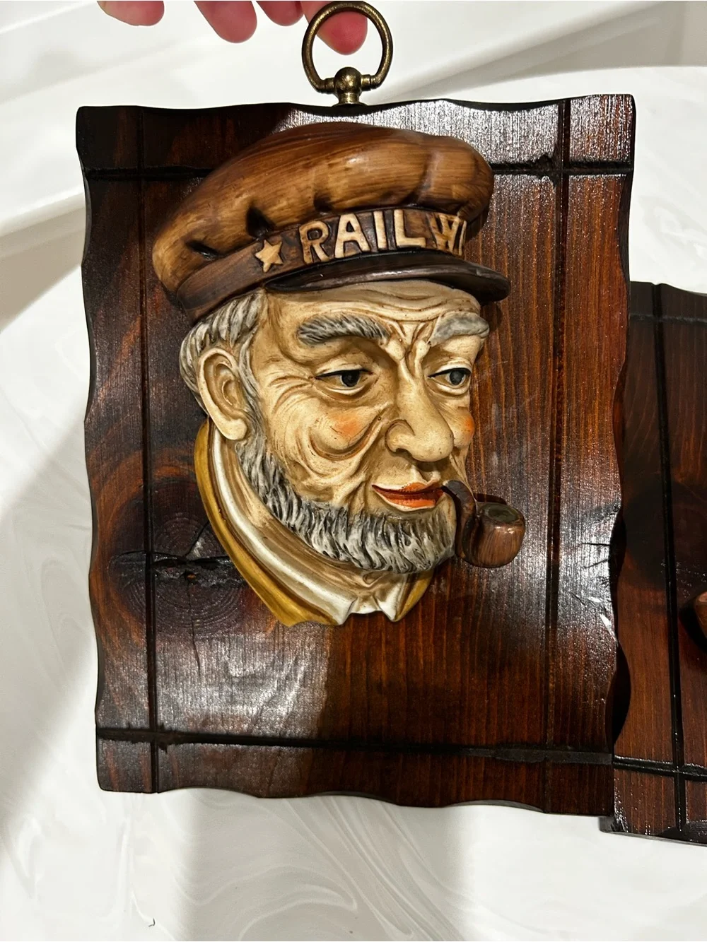1960s Japan Lefton Kitsch Wall Plaque Sailor Roadman Oldman originals w:sticker